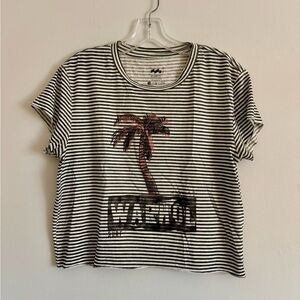 Billabong Striped Palm Tree crop t shirt M